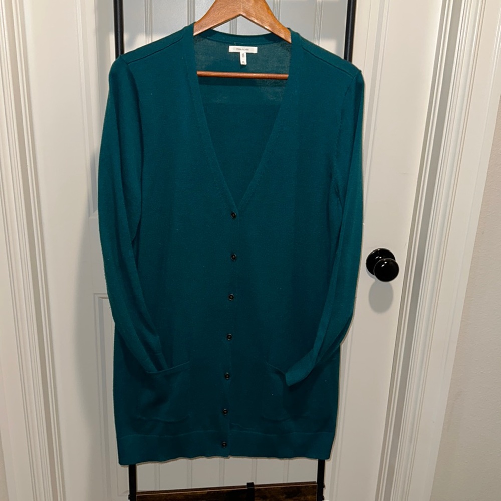 Maurice’s size XL teal button long cardigan - Picture 2 of 3